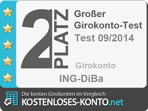 Platz 2 Testsiegel, Girokonto Test 2014/09
