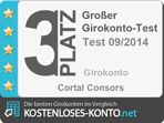 Platz 3 Testsiegel, Girokonto Test 2014/09