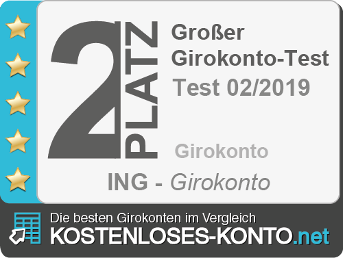 Testsiegel 1. Platz ING Girokonto